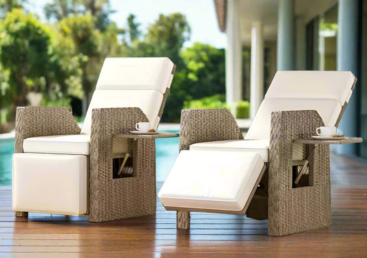 Outdoor Recliner Chair - Patio Wicker Lounge Chair