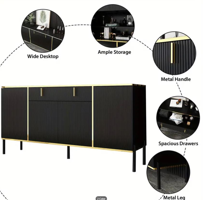 Sideboard Dresser Cabinet Storage Console with Pop-up Door