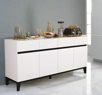 1pc Sideboard Buffet Cabinet with 4 Drawers, 4 Storage Compartments & 4 Doors