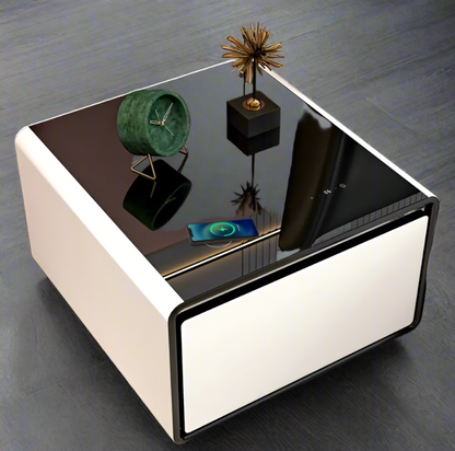 Modern Smart Coffee Nightstand Side Table with Built-In Fridge and Wireless Charging