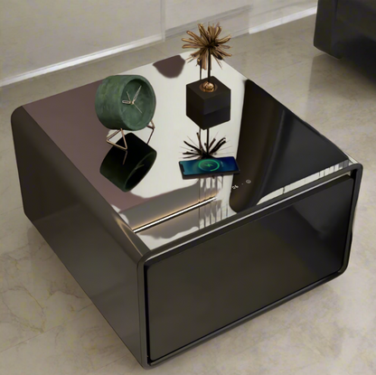 Modern Smart Coffee Nightstand Side Table with Built-In Fridge and Wireless Charging