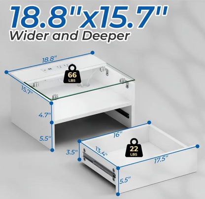 Floating Nightstand with Charging Station and LED Lights (Set of 2)