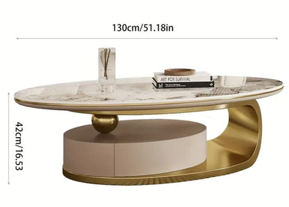 Marble Oval Coffee Table - Dual-Purpose Dining Table