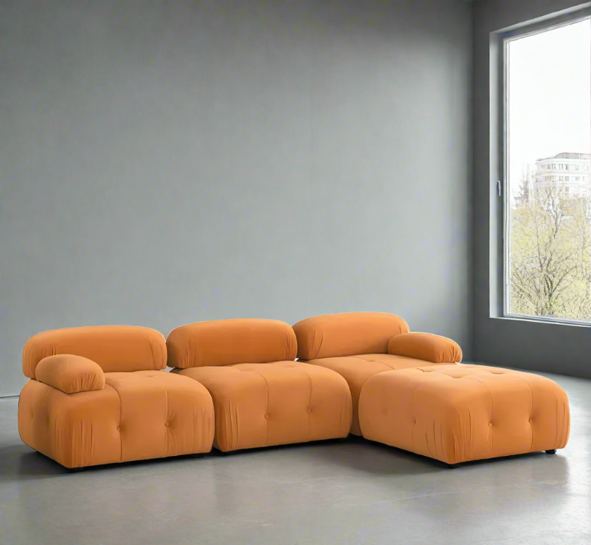 Modular Sectional Sofa with Button Tufted Design