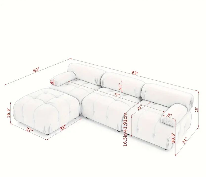 Modular Sectional Sofa with Button Tufted Design