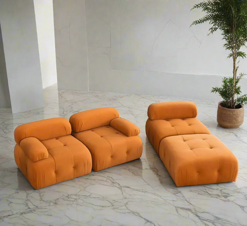 Modular Sectional Sofa with Button Tufted Design