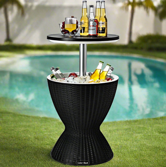 8-Gallon Black Patio Ice Cooler & Convertible Bar Table