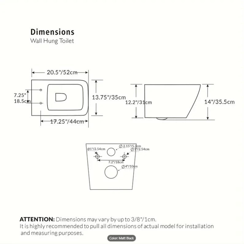 Modern Square Wall Mounted Toilet Bowl Without Tank