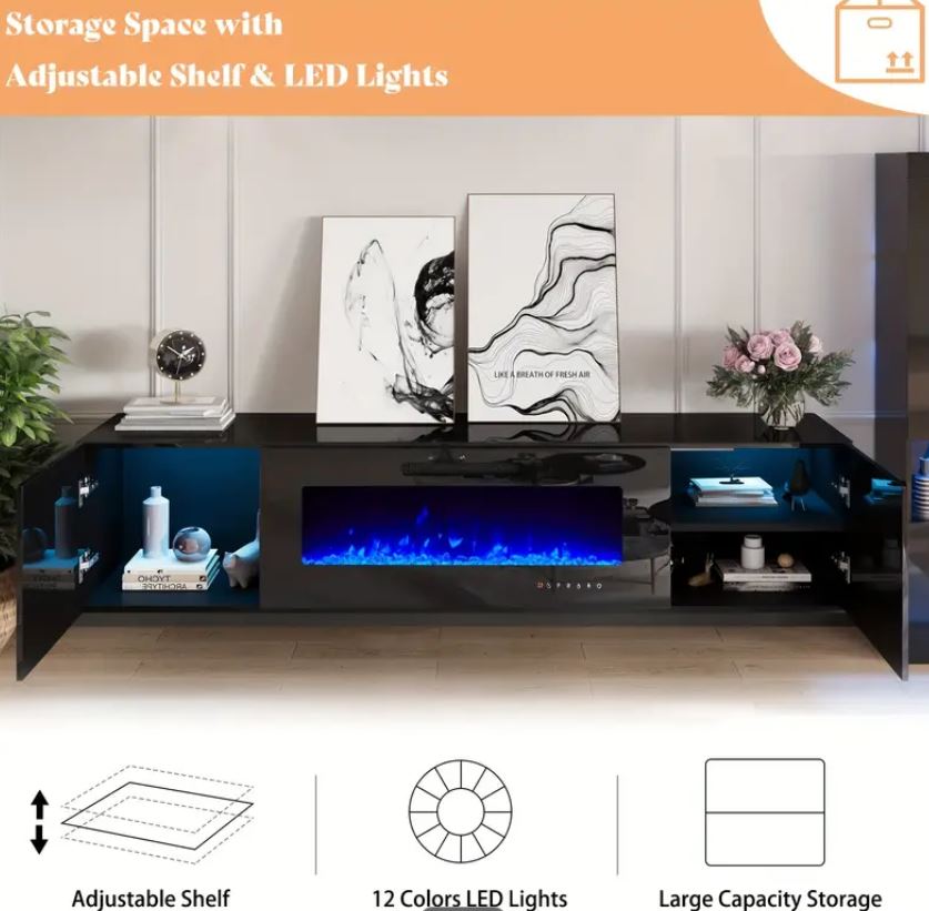 Floating TV Stand with Electric Fireplace